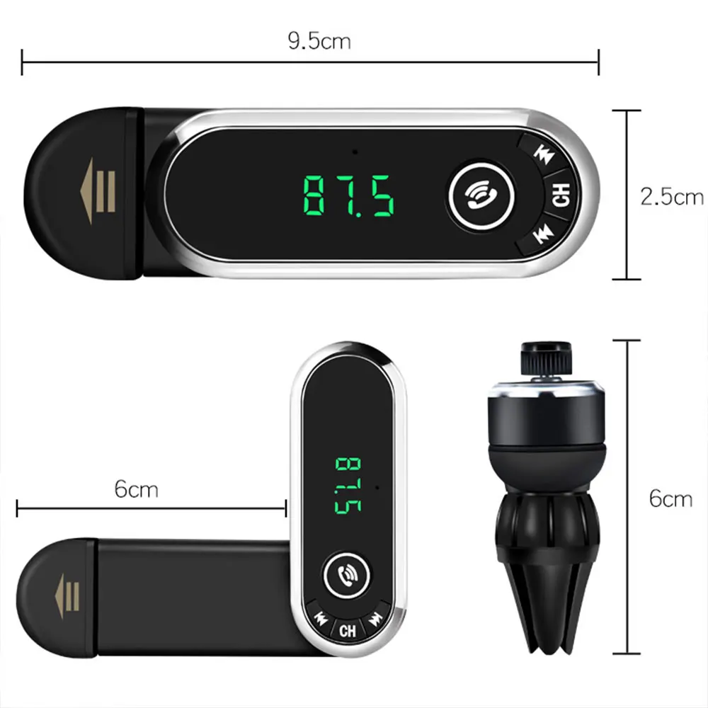 Без аккумулятора, Автомобильная Bluetooth гарнитура, FM запуск, MP3, FM передатчик, умная скобка, крепление на розетку, Bluetooth, fm-передатчик