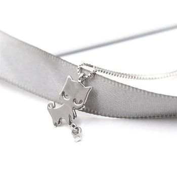 

Sole Memory Cute Cat Fishing Sweet Fresh 925 Sterling Silver Clavicle Chain Female Necklace SNE582