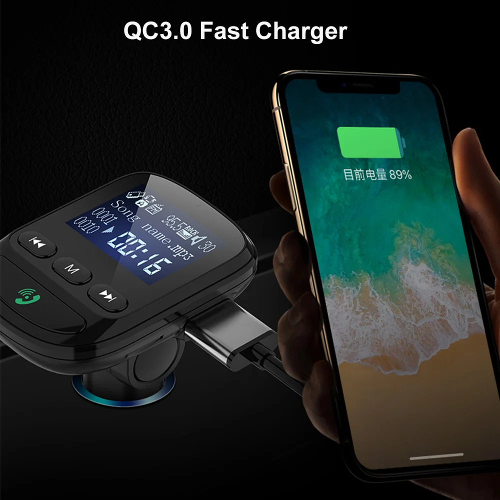 Автомобильный fm-передатчик Aux Bluetooth 5,0 без потерь аудио музыка громкой связи автомобильный комплект двойной USB QC3.0 быстрое зарядное устройство Поддержка TF карты u-диск