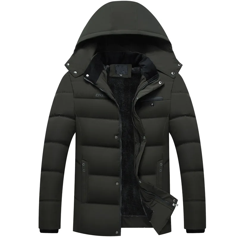 

Male Parka Coats Men Plus Velvet Thicken Fur Zipper Overcoat Winter Men Jacket Coat Warm Fleece Casual Hooded Outwears