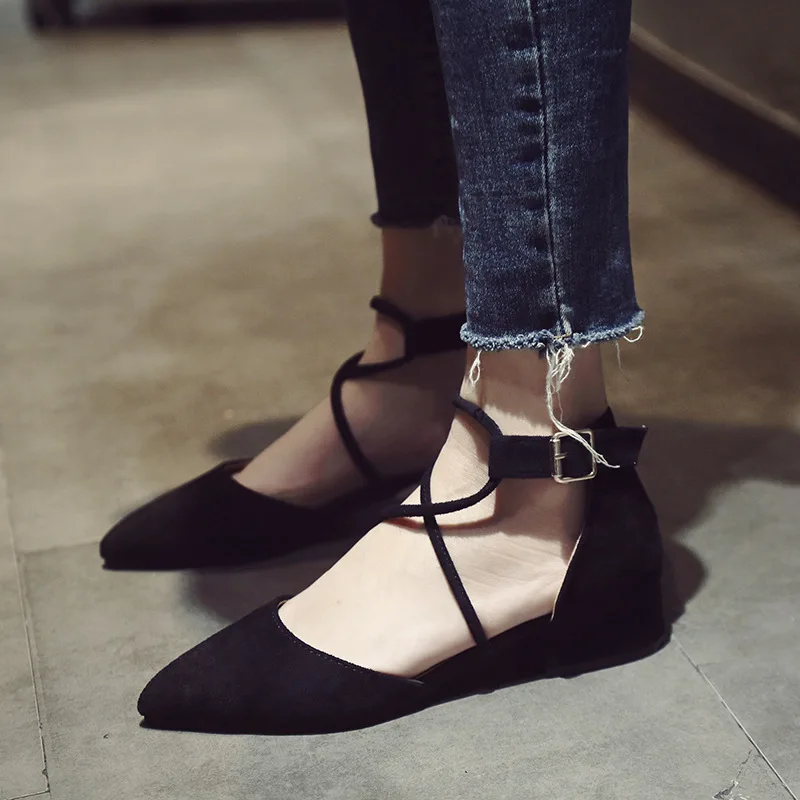 

Women's Pointed-Toe Sandals Women's Fairy-Style 2019 New Style Chunky-Heel Versatile Korean-style Fashion Cross Straps Students