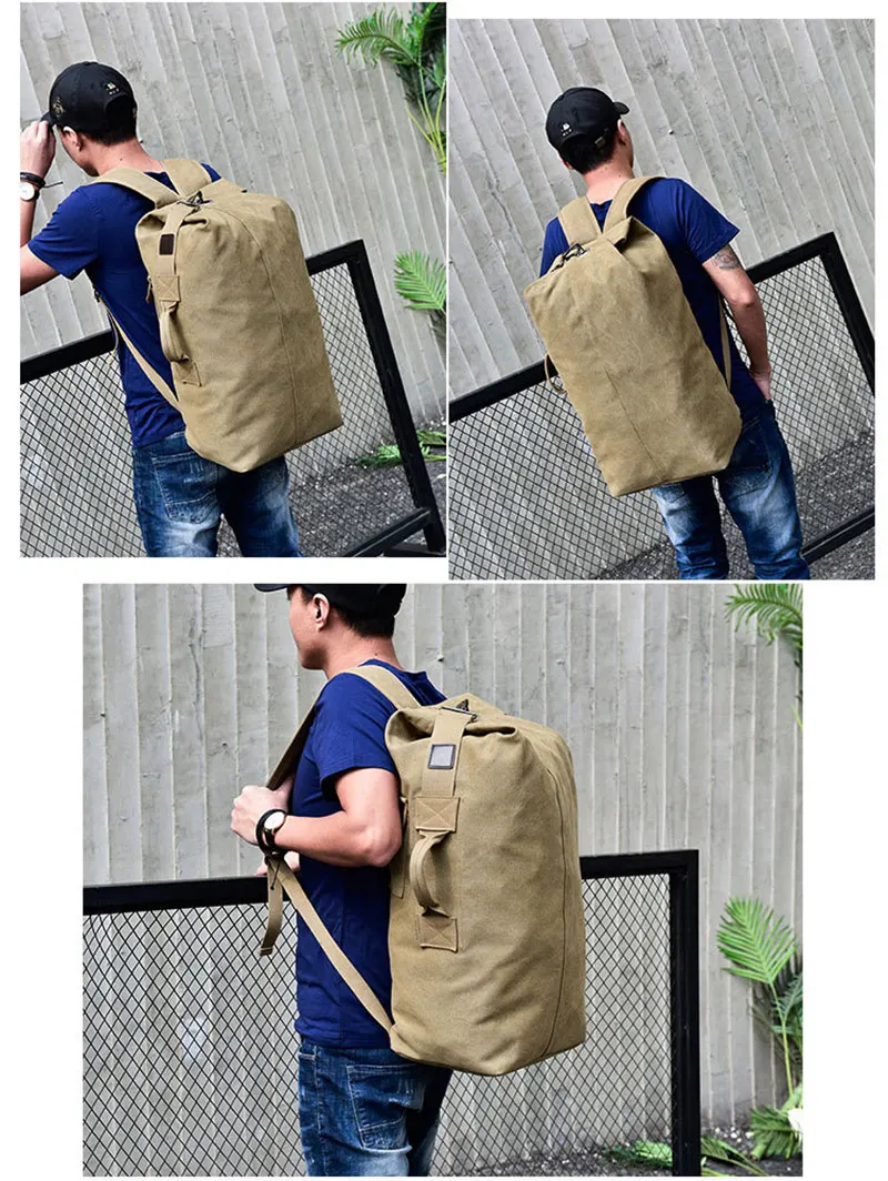 Men's Luggage Canvas Bag Large Capacity Camping Backpack Large Roomy Mountaineering Backpack Best Quality Outdoor Luggage Bag