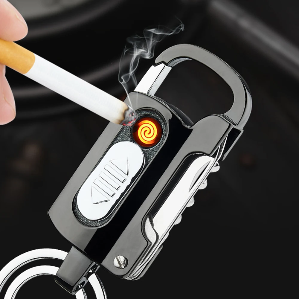 Usb Rechargeable Electric Lighters Led Flashlight Keychain Lighter