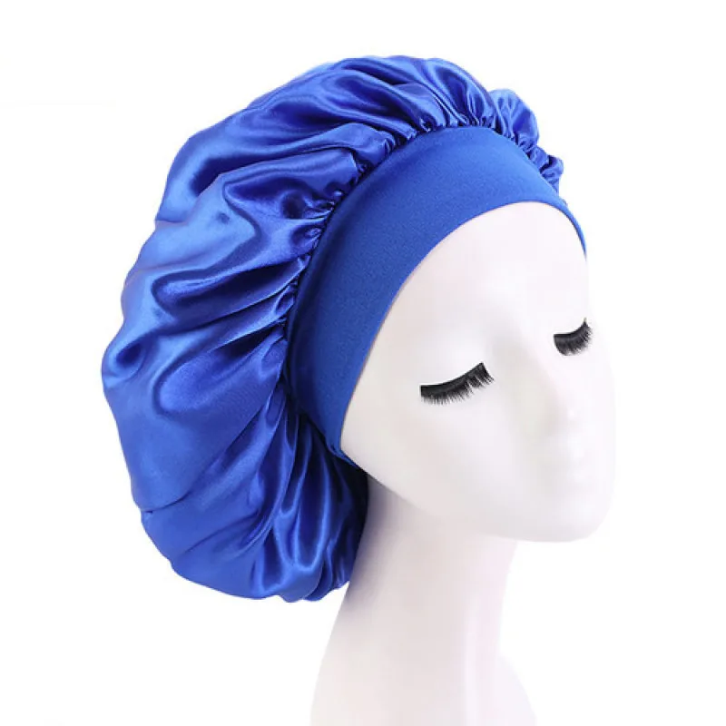58cm Silk Head Wrap Adjust Shower Caps Knitted Cap Solid Color Long Hair Care Women Satin Bonnet Night Sleep Hat | Красота и здоровье