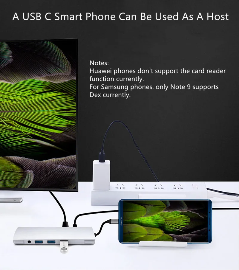 Veggieg USB C концентратор, 9 в 1 USB C адаптер с 4K HDMI, USB 3,0 порты, TF/SD кардридер, и PD для MacBook Pro //