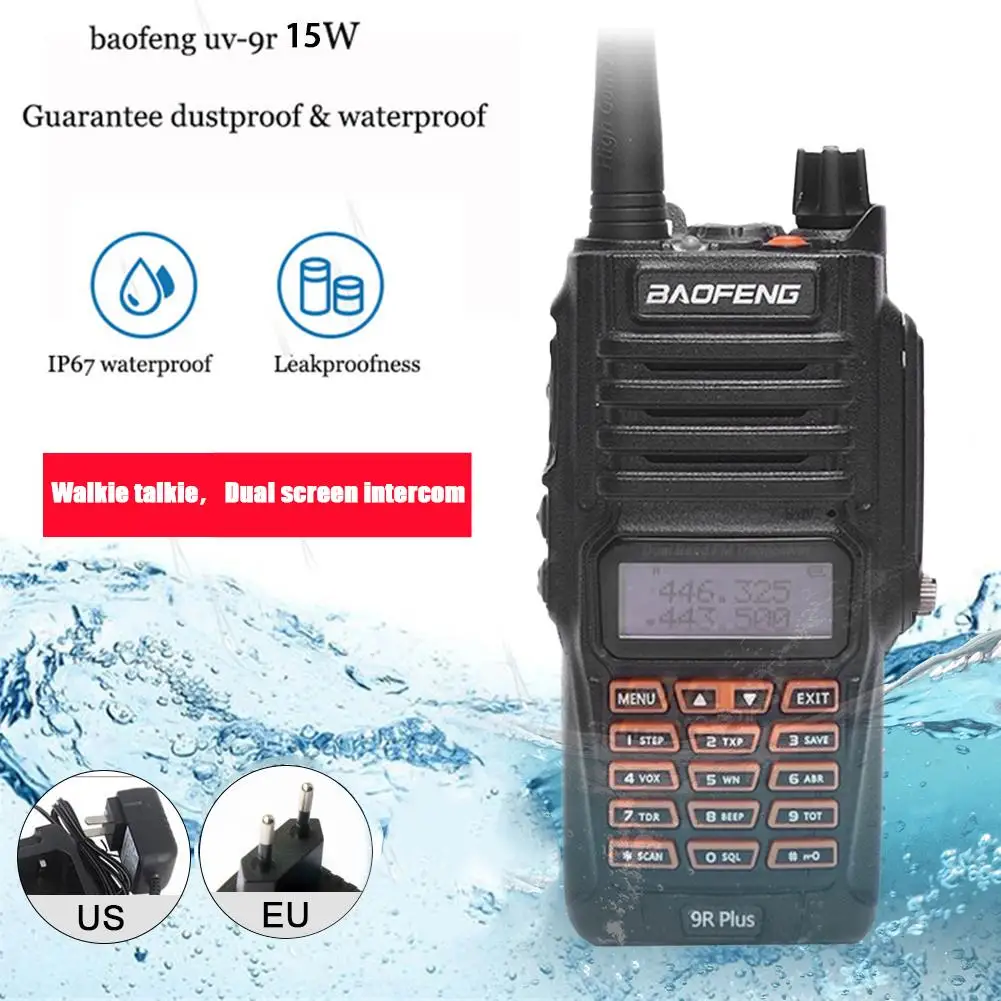 UV-9R Plus Walkie Talkie двухчастотный портативный двухсторонний Водонепроницаемый FM Регулируемый цифровой трансивер для Baofeng