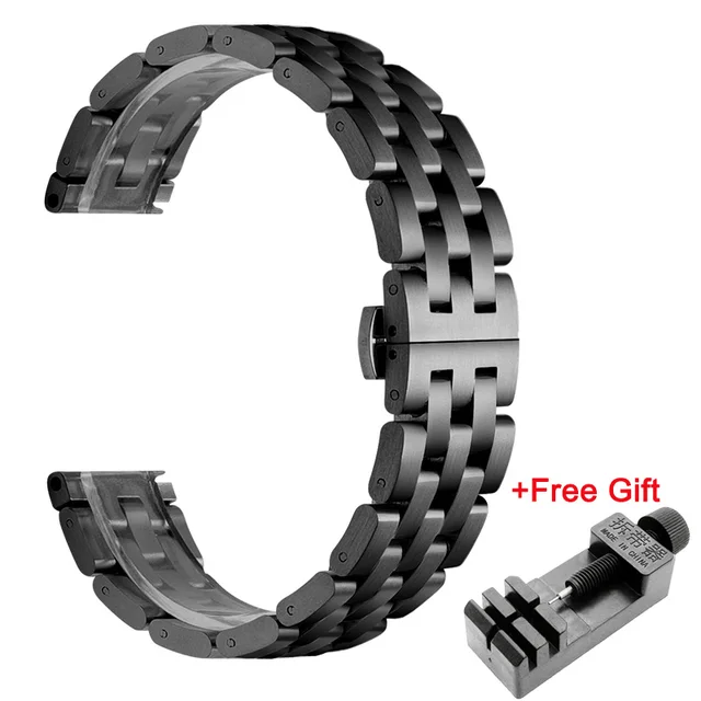 20mm 22mm For Samsung Galaxy 3 Watch 46mm S3 active 2 Metal Stainless Steel band for Amazfit GTR  Strap Amazfit Bip Huawei GT Black With Tool