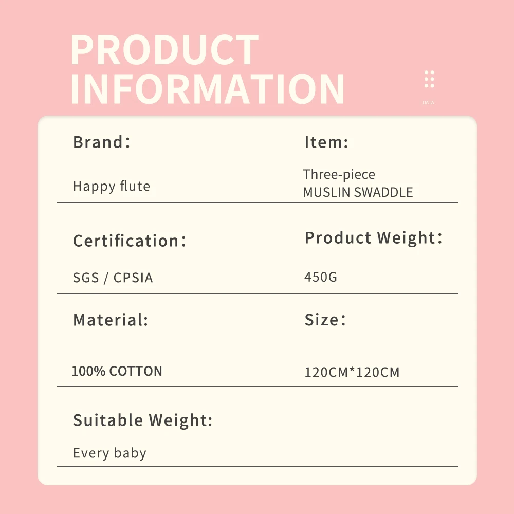 HappyFlute One Piece Fahion Print Muslin Cotton Fiber Baby Swaddle Newborn Blanket Baby Infant Wrap 120x110cm 3