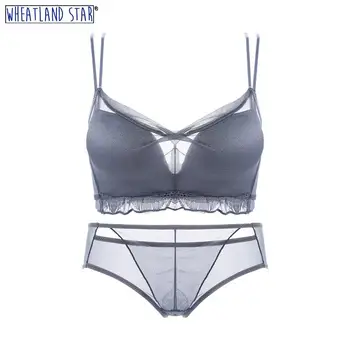 

Wheatland Star Criss-Cross Bra & Brief Sets Push Up Lingerie Sets Three Colors Wireless Bras Adjusted Straps Women's Intimates