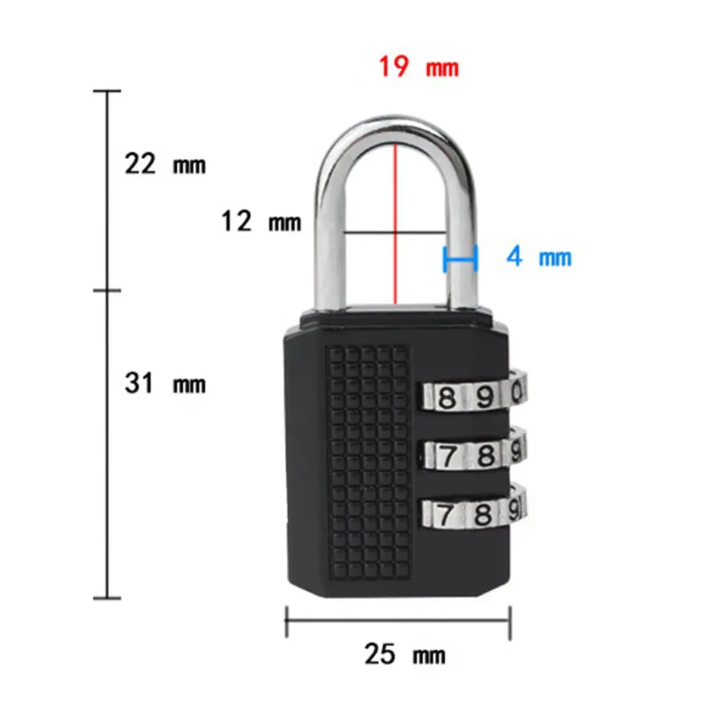 Mini Anti-theft Lock Zinc Alloy Security 3 Combination Multifunctional Code Lock Travel Suitcase Luggage Wardrobe Padlock