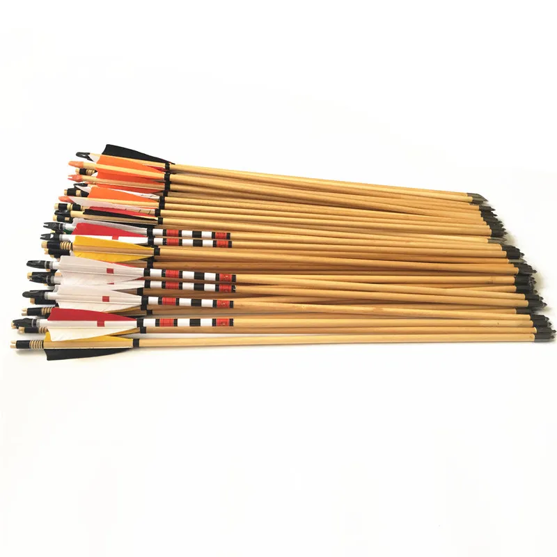 

6/12pcs Archery Hunting wooden Arrows Longbow Lenght 32inches 5'' Turkey Feather OD 8.5mm wooden shaft Shooting