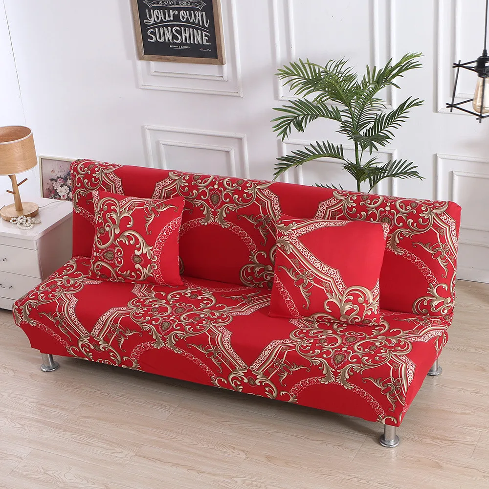 

Armless Stretch Folding Sofa Bed Cover Anti-Slip Protector for Couch Without Armrests Spandex Slipcover Futon Cover