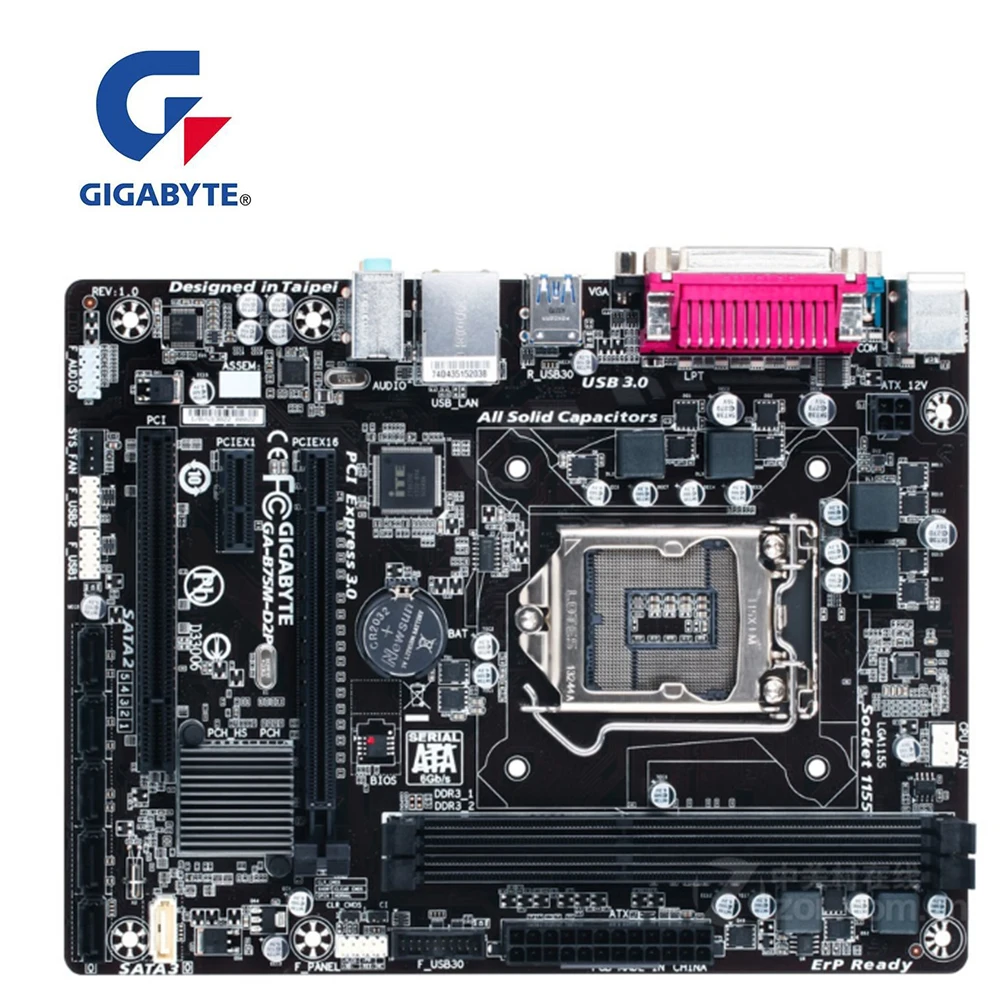 Материнская плата для GIGABYTE GA GA-B75M-D2P Socket LGA1155 DDR3 Intel B75 B75M оригинальная б/у