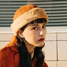 EOEODOIT осенне-зимние шапки, теплые шапки из кроличьего меха, замшевые толстые мягкие шапочки, модные женские Ретро шапочки Skullies