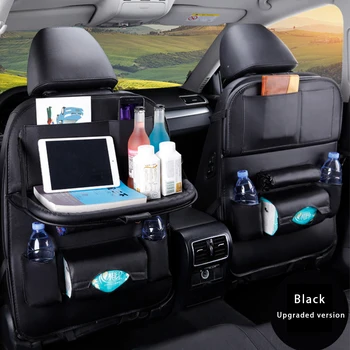 

Car Seat Back Hanging Organizer Bag Universal Auto Multi-pocket PU Leather Pad Cups Storage Holder Bag Foldable Shelf