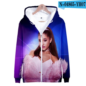 

High quality Cute Ariana Grande 3D Printed Zipper Hoodies Women Casual Streetwear Kpop Clothes Long Sleeve Hooded Sweatshirts