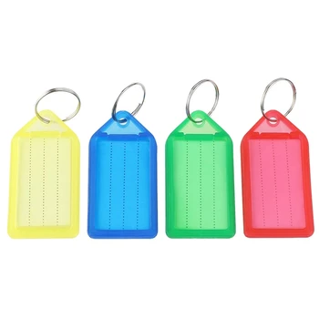 

60pcs plastic Slideable Key Fobs Luggage Tags with Key Rings Random Color