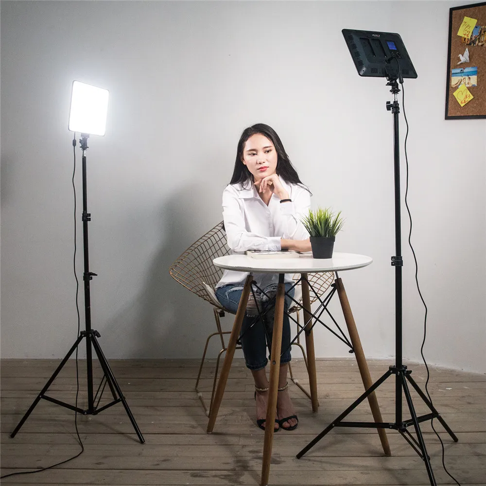 VILROX 3pcs VL 200T Bi color Dimmable Wireless remoсветодиодный LED Video Light Panel светильник Kit + 75 Stand для