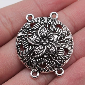 

WYSIWYG 2pcs Body Chain Flower Porous Connectors 31x36mm Antique Silver Color For Jewelry Necklace Making Accessoreis
