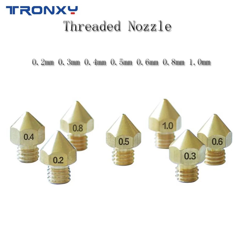 

5pc/lot Tronxy 3D Printer Parts Brass Copper Nozzle 0.2 0.3 0.4 0.5 0.6 0.8 1.0mm 7 Size Extruder Print Head For 1.75mm Filament