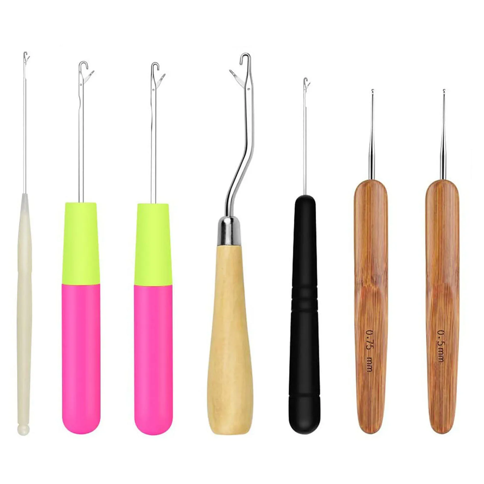 

Dreadlock Crochet Latch Hook Crochet Needle Set Needle Knitting Tool Hook 7 Pcs 7 Pieces Tool 0.5mm 0.75mm Dreadlock Needle