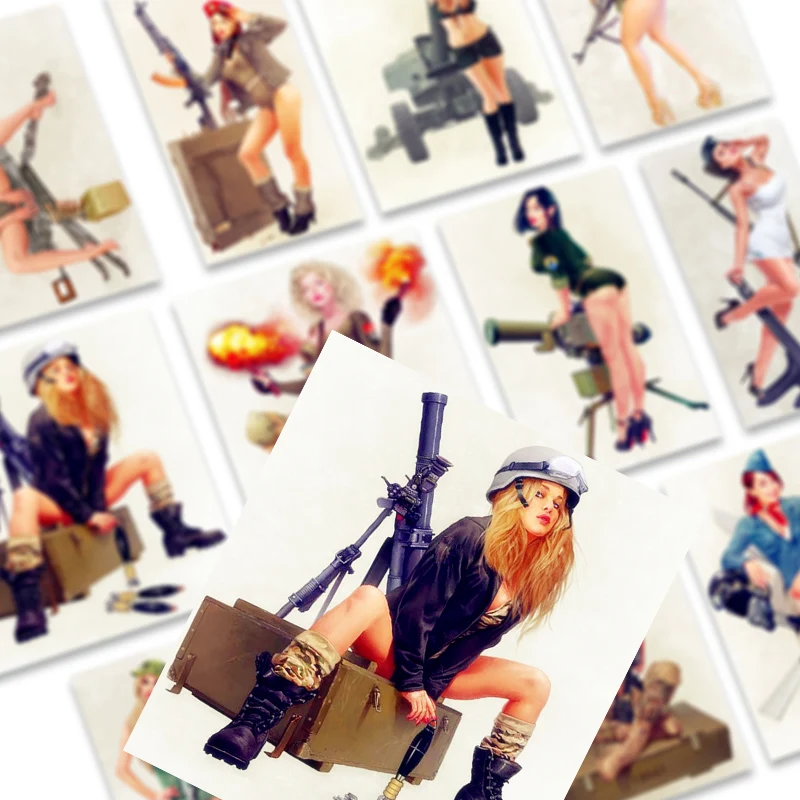 

Three Ratels 12pcs sexy Ukraine beauty girl with weapon NO Repeat Mixture Stickers On The Car Motorcycle Luggage Laptop Bike