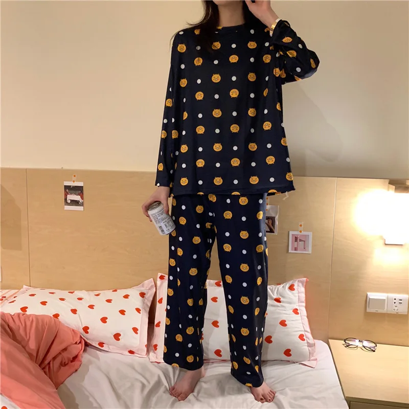 Pijama Feminino Inverno для женщин, пижама с длинным рукавом, женская мода, свободная, увеличивающая рост, с рисунком крокодила, повседневная домашняя одежда