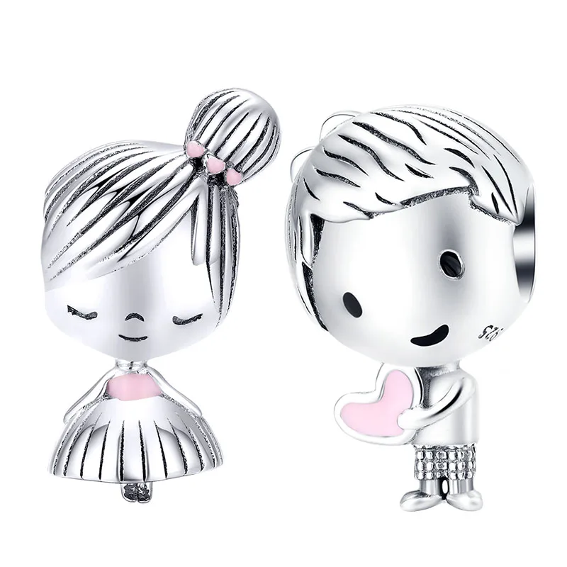 

New style girl boy beads 925 sterling silver charm fit original Pandora bracelet charms necklace pendant luxury jewelry making