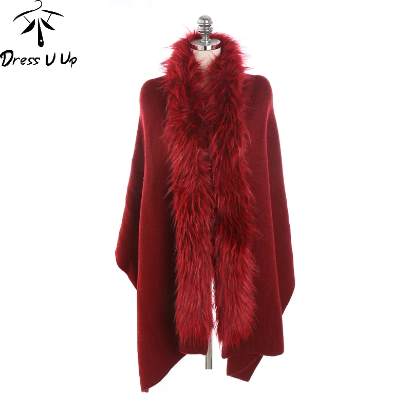 DRESSUUP зимний модный Европейский и американский уличный однотонный меховой воротник теплый имитация кашемировый шарф шаль - Цвет: C1