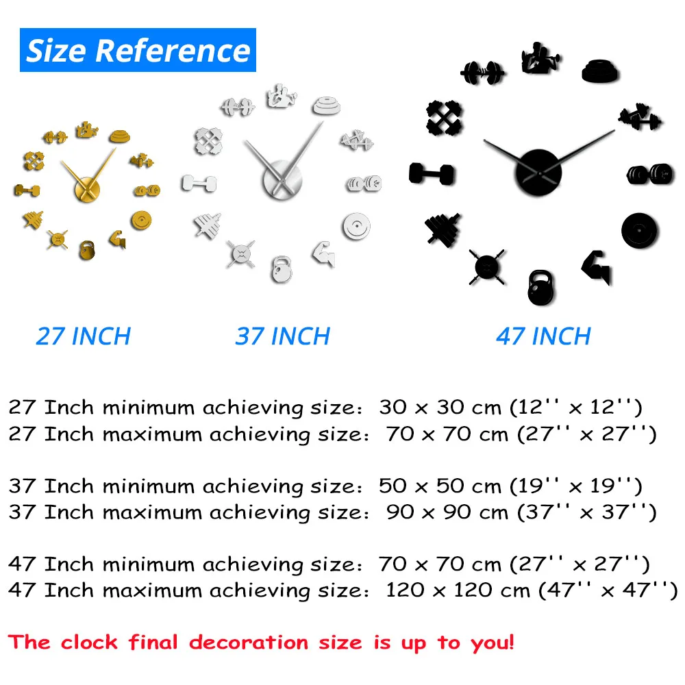 Оборудование для спортивного зала спорт DIY настенные художественные наклейки фитнес гантели гигантские настенные часы бескаркасные большие настенные часы тренировки Тренеры подарок
