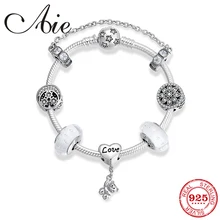 Романтическое Стерлинговое Серебро 925 прозрачная бусина из муранского стекла милый висящий медведь кулон браслет Змеиный браслет для женщин модные ювелирные изделия