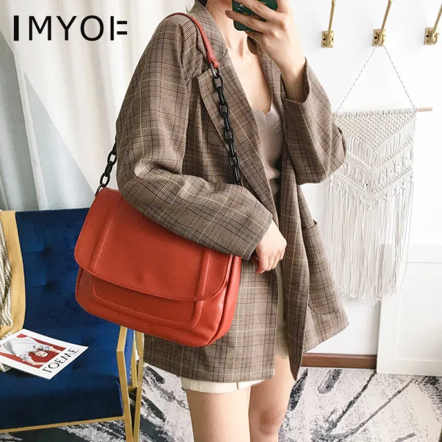 Модная женская сумка из искусственной кожи на цепочке плечо большая