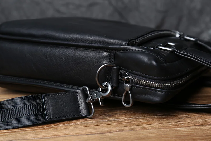 NZPJ männer Leder Business Handtasche Top Schicht Rindsleder Schulter Umhängetasche Vertikale Büro Computer Tasche Einfache Aktentasche – Detail 14