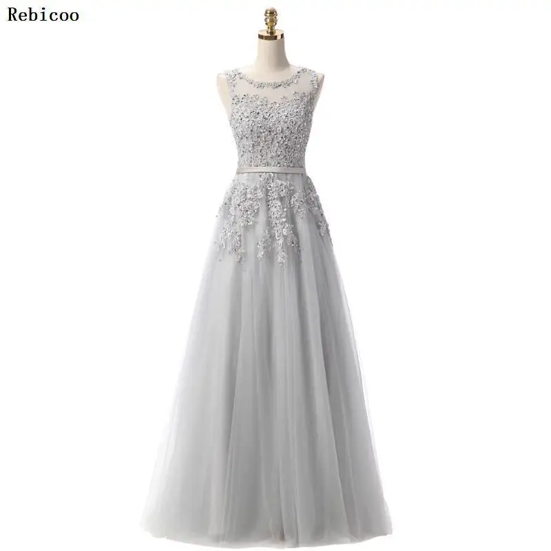 Серый Robe De Soiree модное элегантное платье для банкета невесты цвета красного вина с кружевными цветами и бисером Длинные вечерние платья на заказ - Цвет: Серый