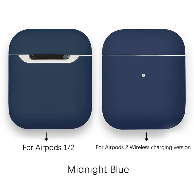Soft Silicone Cases For Apple Airpods 1/2 Protective Bluetooth Wireless Earphone Cover For Air Pods Luxury Charging Box Bags Midnight Blue