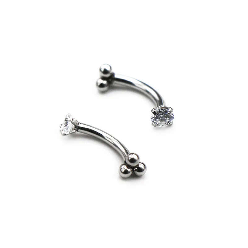 Piercing Jewelry 1Pc 1.2x8mm Ball Banana Ring Belly Daith Helix Earring Body Jewelry Stainless Steel Eyebrow Rings Stud Curved Barbell