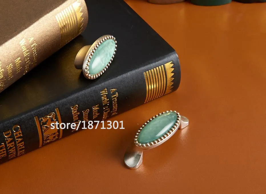 2 шт. античный серебряный комод ручка шарообразные ручки ящика зеленый фарфор кухонный шкаф дверная ручка мебельное оборудование