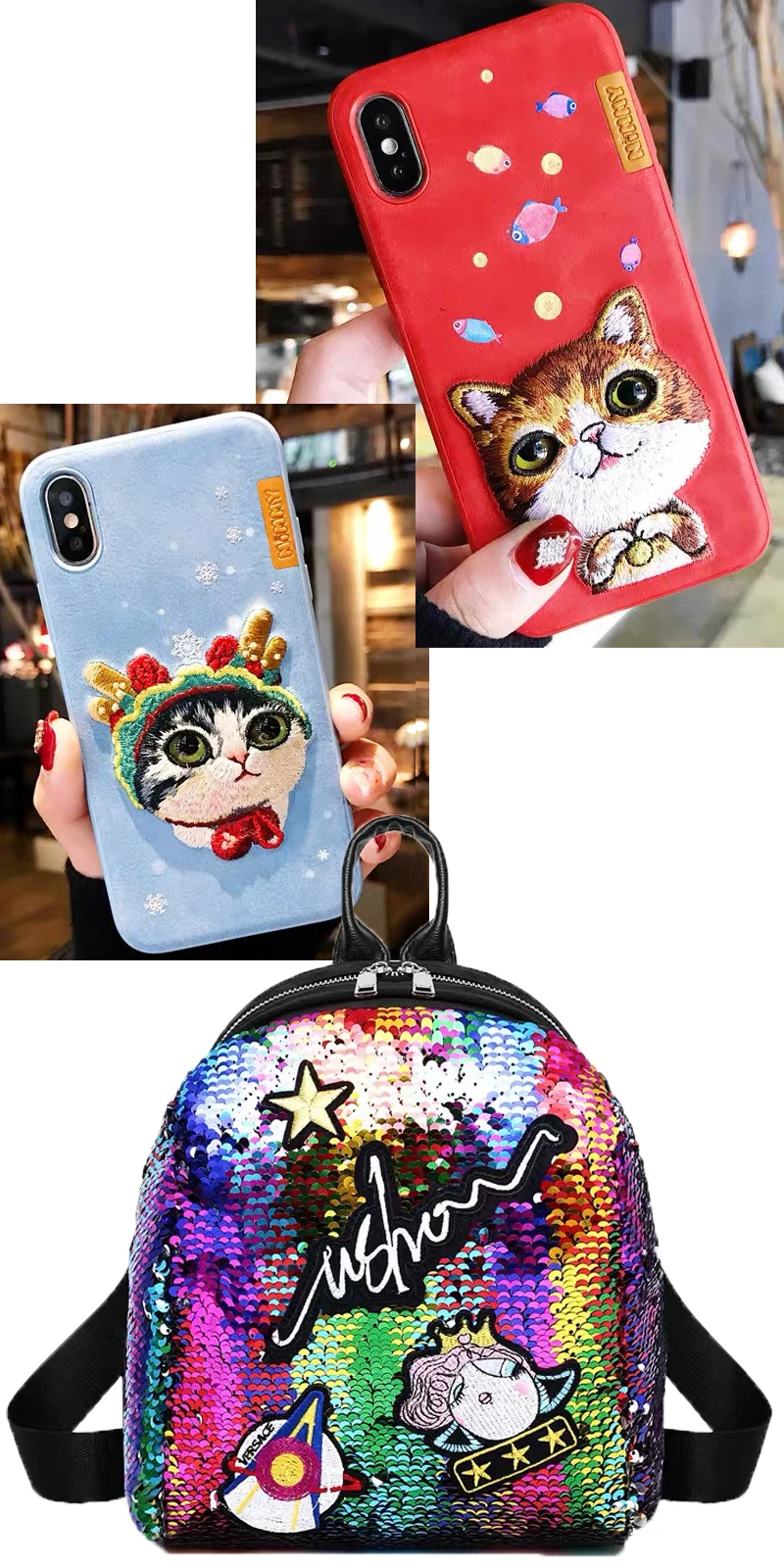 Wholesale Patches Cartoon animal Flamingo Sequins patche Embroidery BadgeS Sewing Supplies Clothing Accessories Iron on patches
