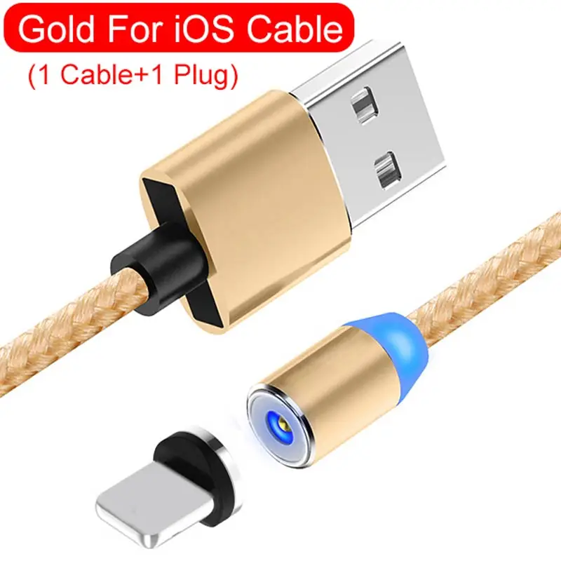 Suntaiho USB магнитная зарядка течёт светильник светодиодный Micro USB магнитный кабель Быстрая зарядка для iphone светильник ing USB Type C кабель Магнитный кабель для мобильного телефона - Цвет: For iPhone gold