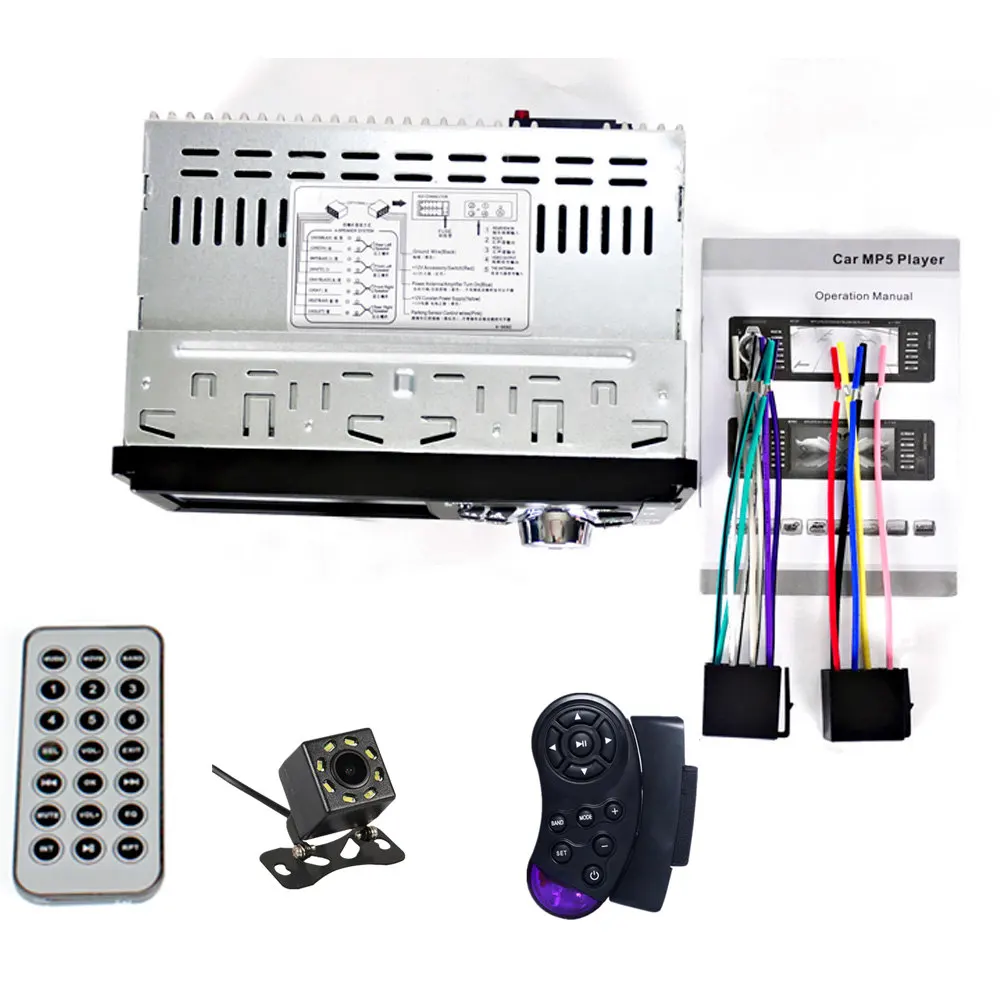 with 8led AND SWC 1 Din автомобильное радио авто 4,1 ''HD Автомобильный мультимедийный плеер MP3 MP5 Аудио стерео радио Bluetooth FM пульт дистанционного управления видео плеер - Цвет: with 8led AND SWC