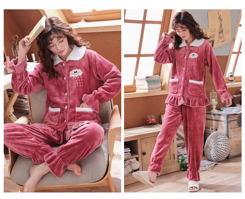 Pyjama en flanelle grande taille chaud et doux 2