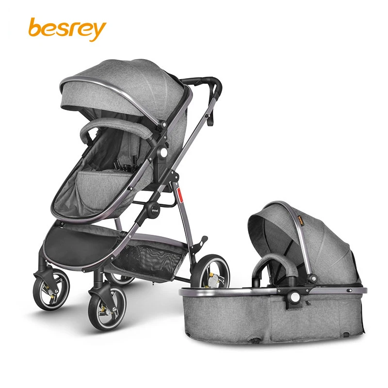 Besrey 2 в 1 детская коляска с высоким пейзажем, роскошная коляска для новорожденных, складная коляска для малышей, детская коляска