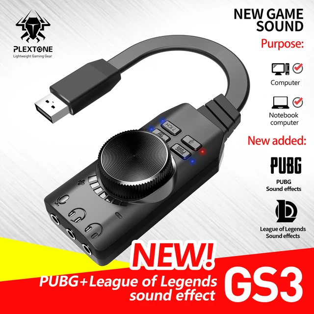 PLEXTONE GS3 sanal 7.1 kanal USB ses kartı adaptörü PUBG için 3.5mm kulaklık  ses jakı Stereo dönüştürücü, mobil efsaneler, CS _ - AliExpress Mobile