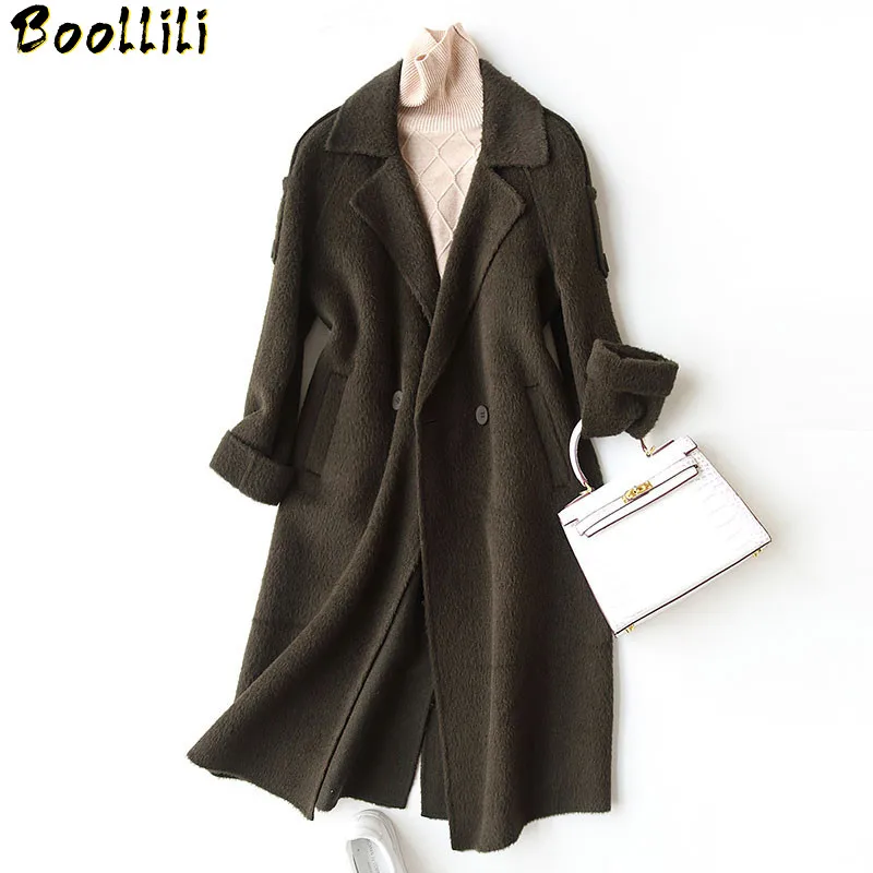 

Boollili Fashion Long Wool Coat Women Alpaca Cashmere Coats 2020 Autumn Winter Wool Jackets Overcoat manteau femme hiver