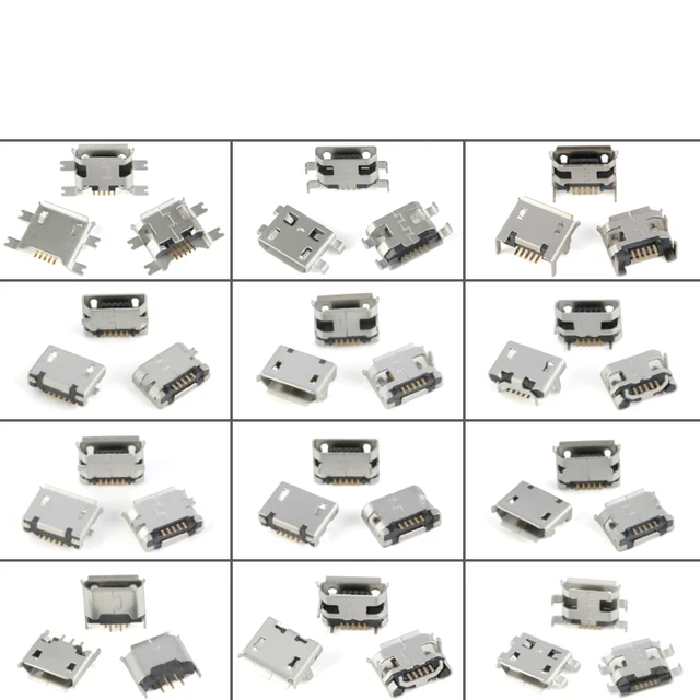 60pcs/lot 5 Pin SMT Socket Connector Micro USB Type B Female Placement 12 Models SMD DIP Socket Connector 2