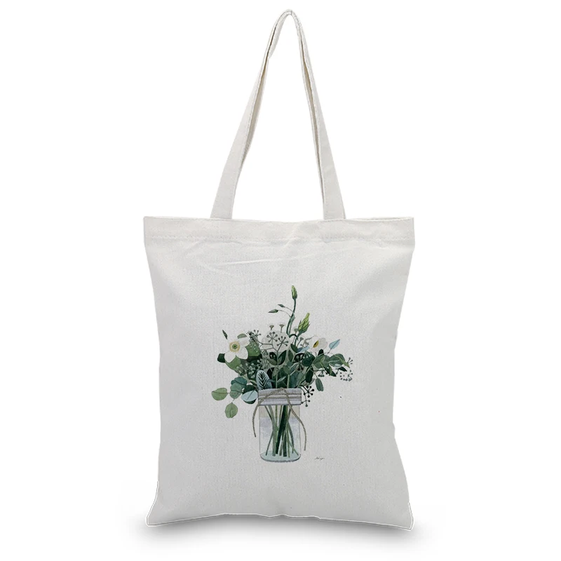 

Plant Series Canvas Tote Shoulder Bags Handbags Shopping Bag Daily Use Custom Print Logo DIY Eco Reusable Recycle