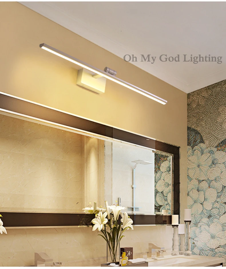 40/60/80/100 см современный светодиодный зеркало с подсветкой Спальня Ванная комната настенный светильник регулируемый Алюминий тела AC90-260V осветительных приборов