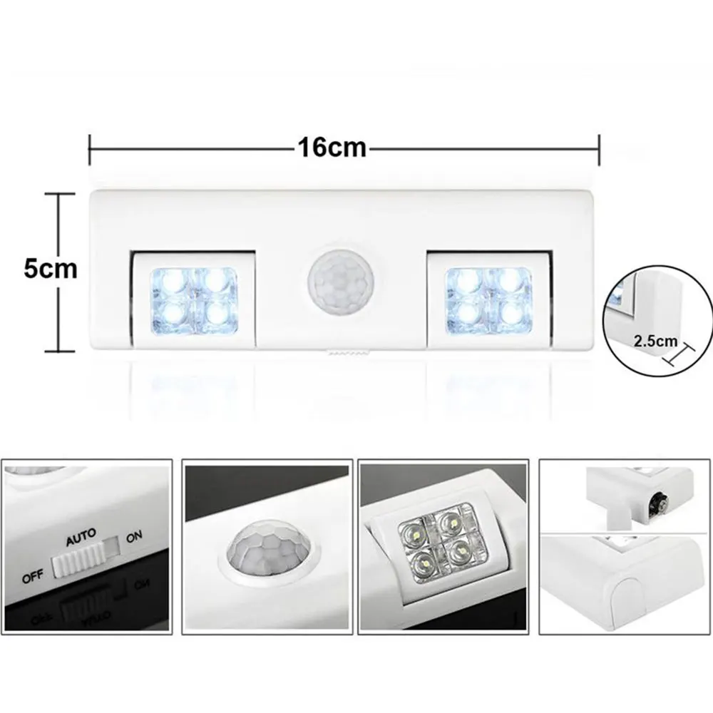 90 градусов 8LED под шкаф свет PIR датчик движения свет шкаф кухня лампа ночник