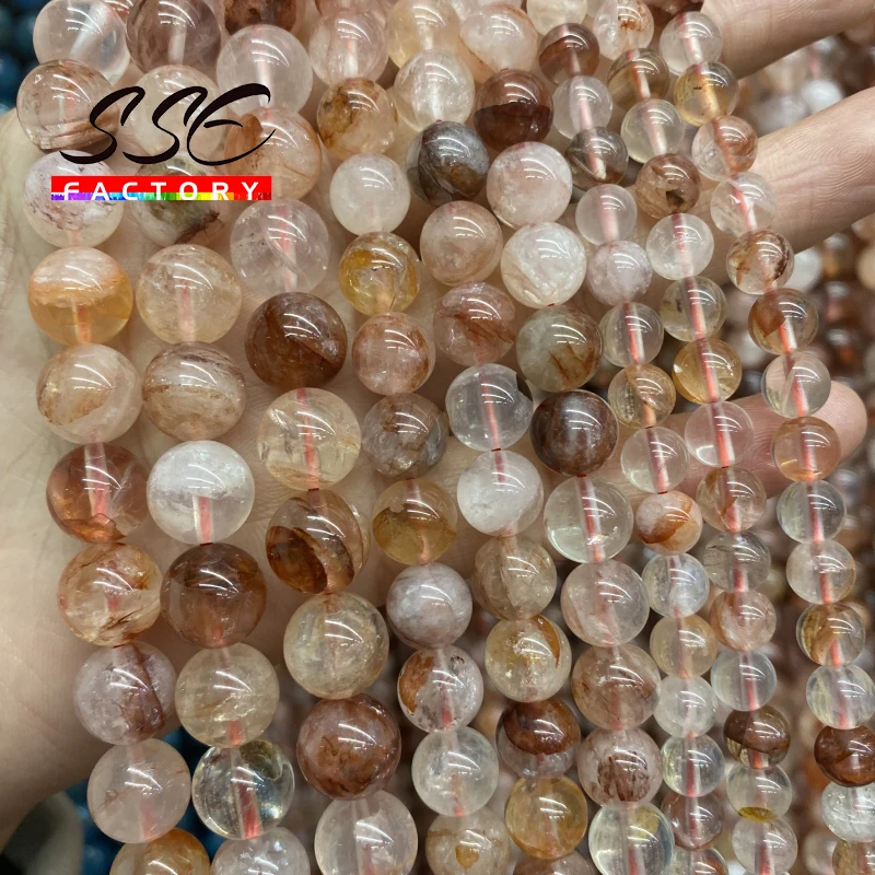 AAAAA Natural Red Rutilated Quartz Beads Round Beads For Jewelry Making DIY Charms Bracelet Necklace Accessories 6 8 10mm 15''