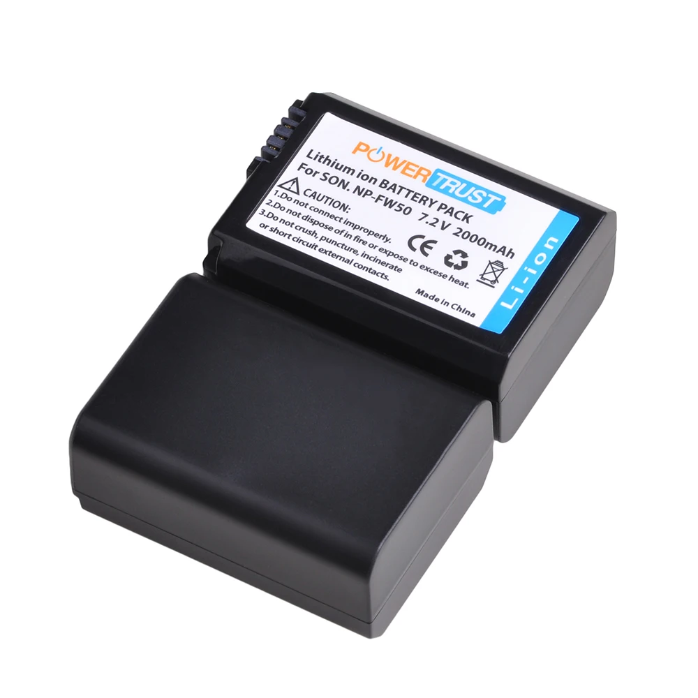 Powertrust Np-Fw50 2000Mah Npfw50 Np Fw50 Batteria Akku Per Sony Nex-7 Nex-5N Nex-5R Nex-F3 Nex-3D Alpha A5000 A6000 Alpha A7Ii